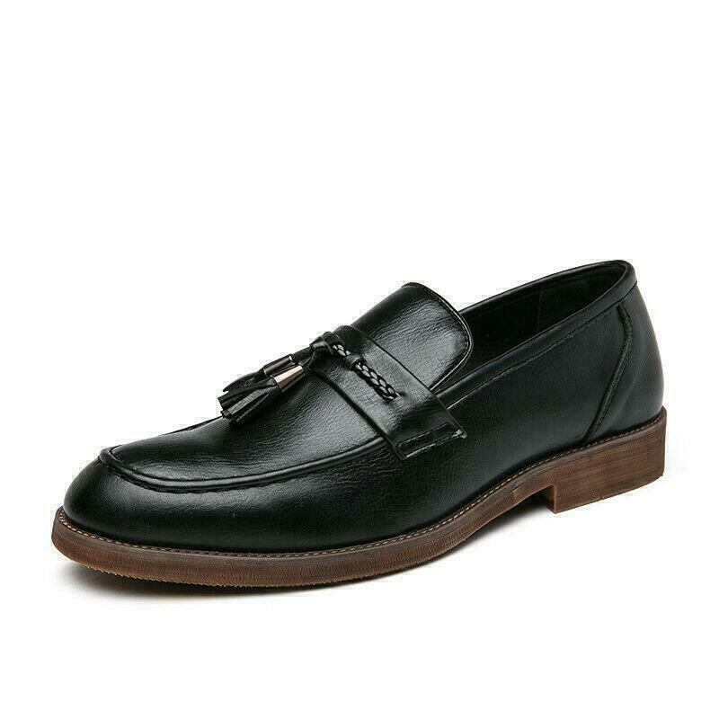 Retro Mens Tassels Loafers Formal Business Work Office Faux Leather Shoes Size