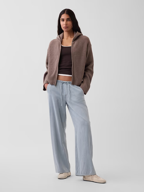 GAP – CashSoft Oversized Shaker-Stitch Zip Hoodie 910966 – New Sale