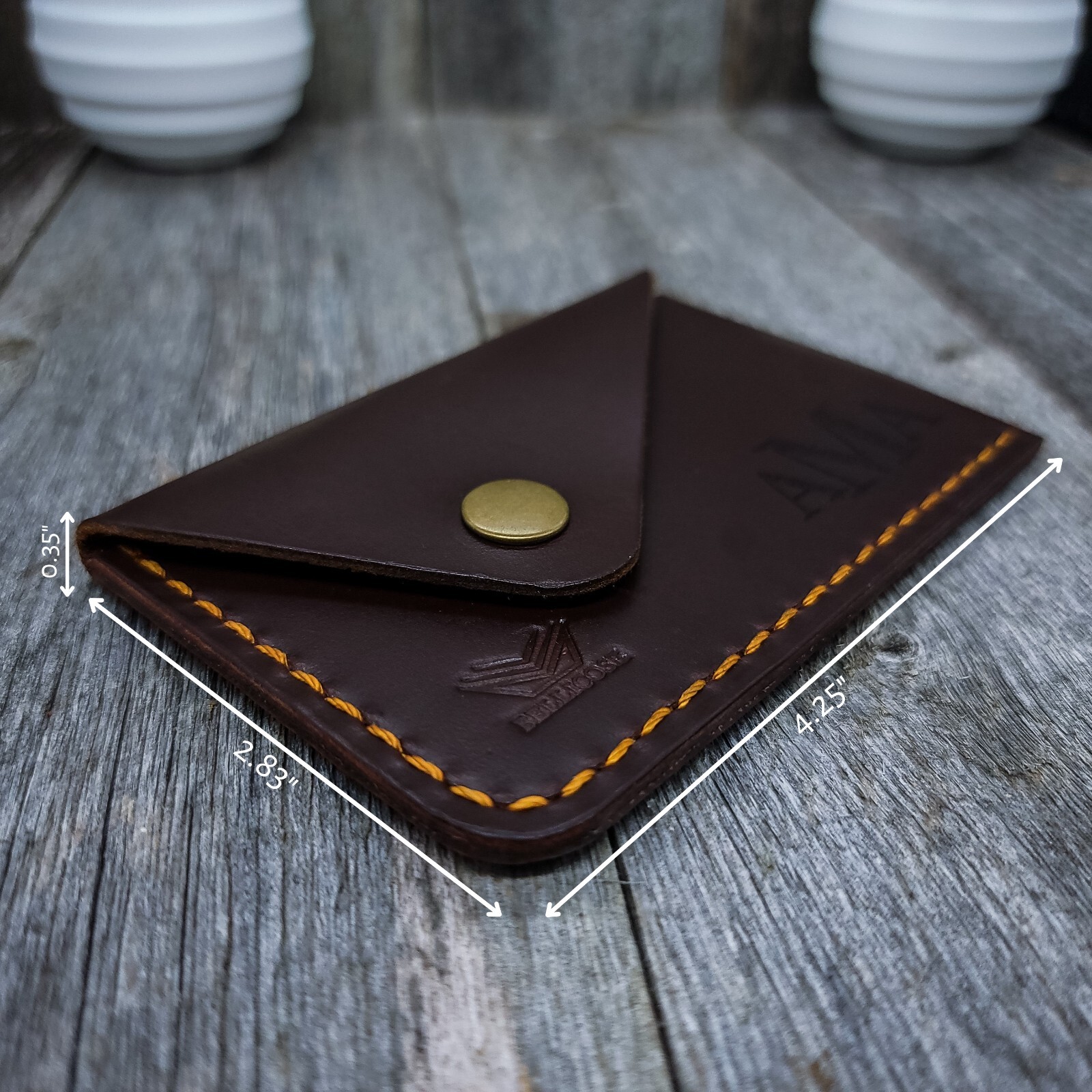 Full Grain Leather Business Card Holder Slim Front Pocket Card Holder Engraving