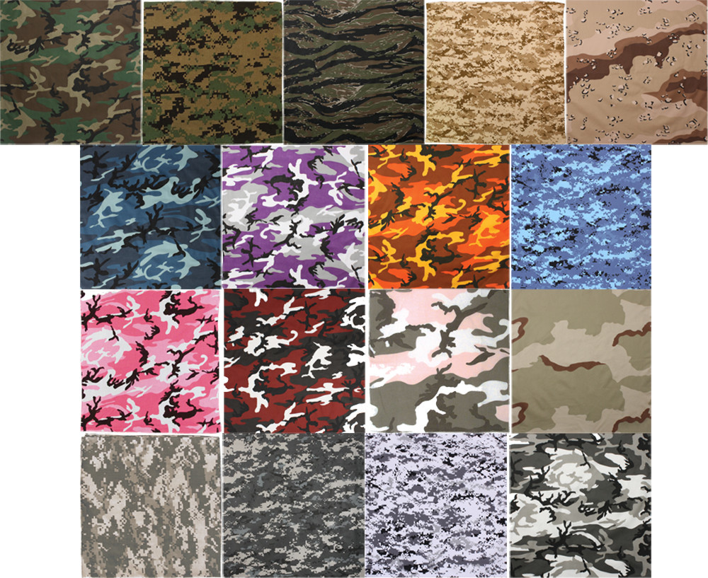Camo Bandana Cotton Sport Biker Head Face Wrap Camouflage Tactical Bandanna 22″