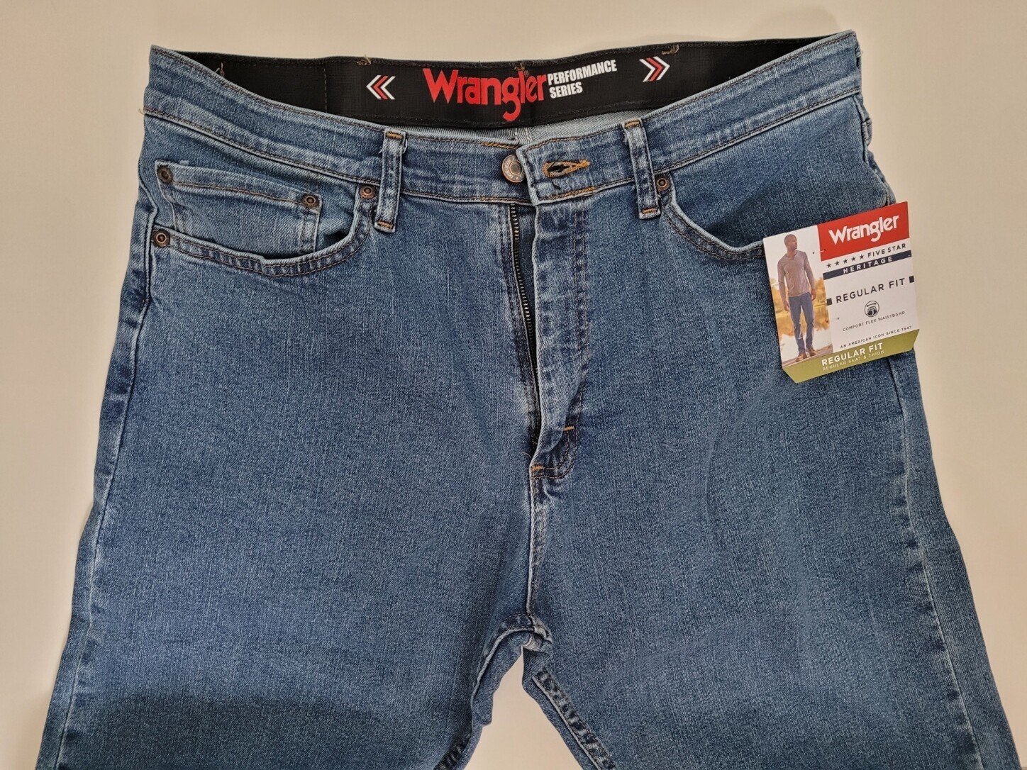 New Wrangler Performance Series Regular Fit Comfort Flex Waistband Jean Mens