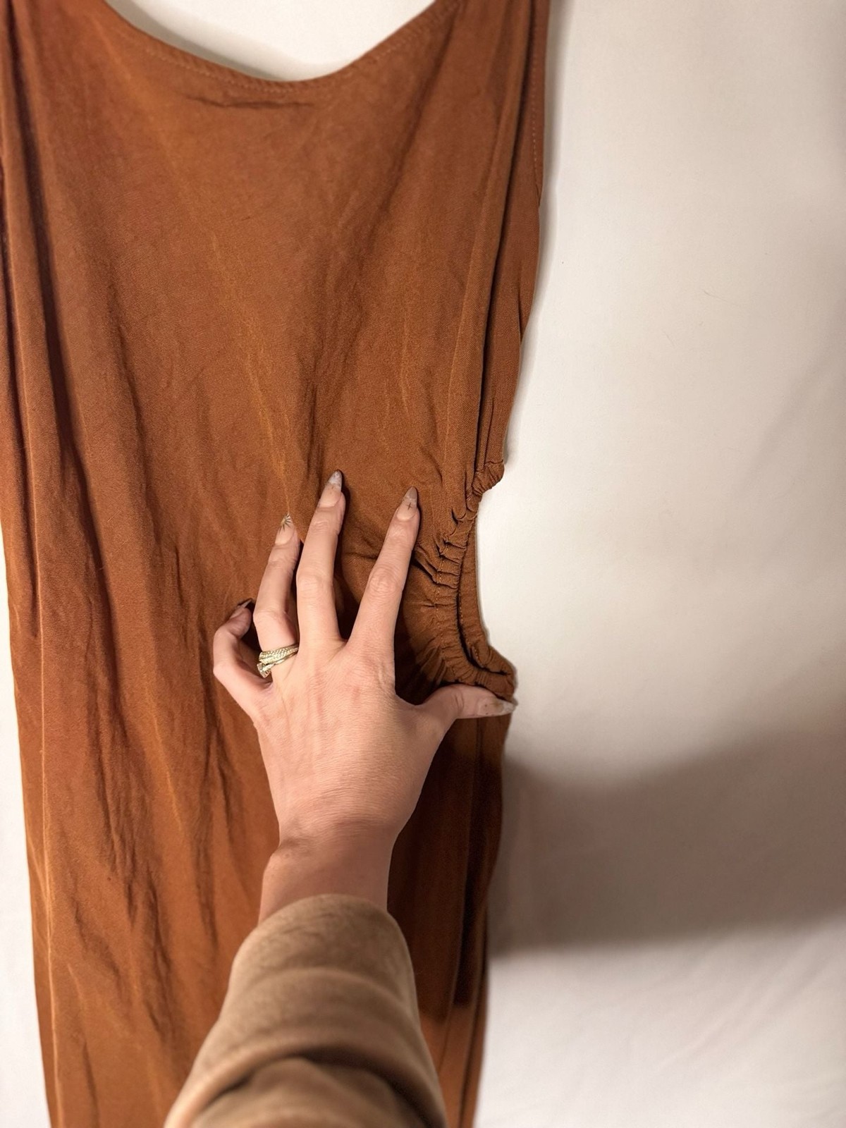 ZARA – Midi Dress with Cut Out – Brown – Size M