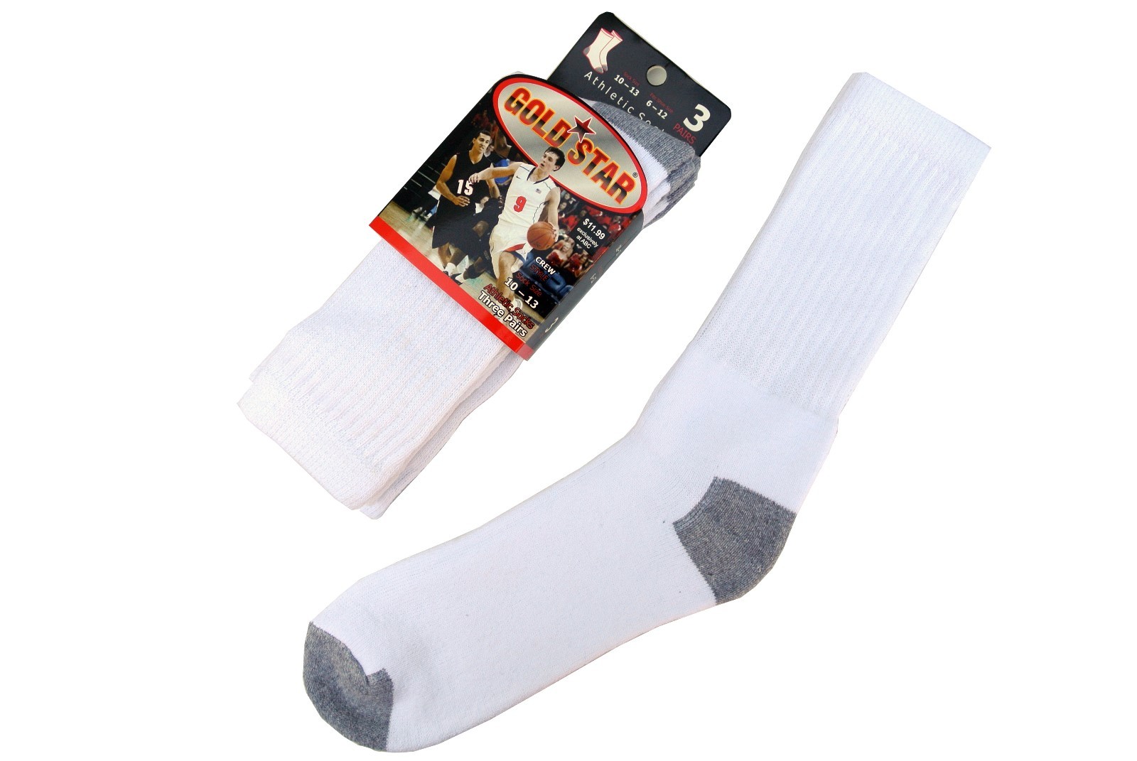 3 OR 12 pairs Men’s Crew Socks Cotton Cushion Sport 10-13 Multi-color