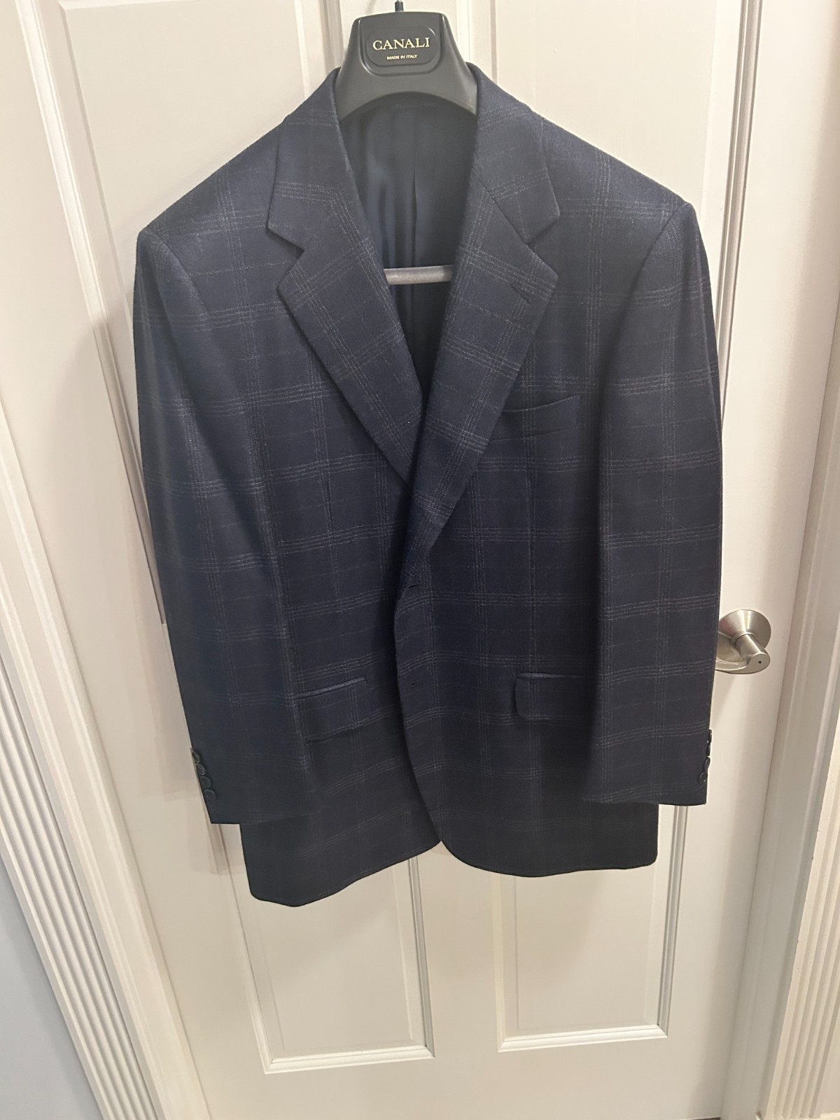 Men’s Canali 2 Button Sports Coat Size 40R in Blue Plaid
