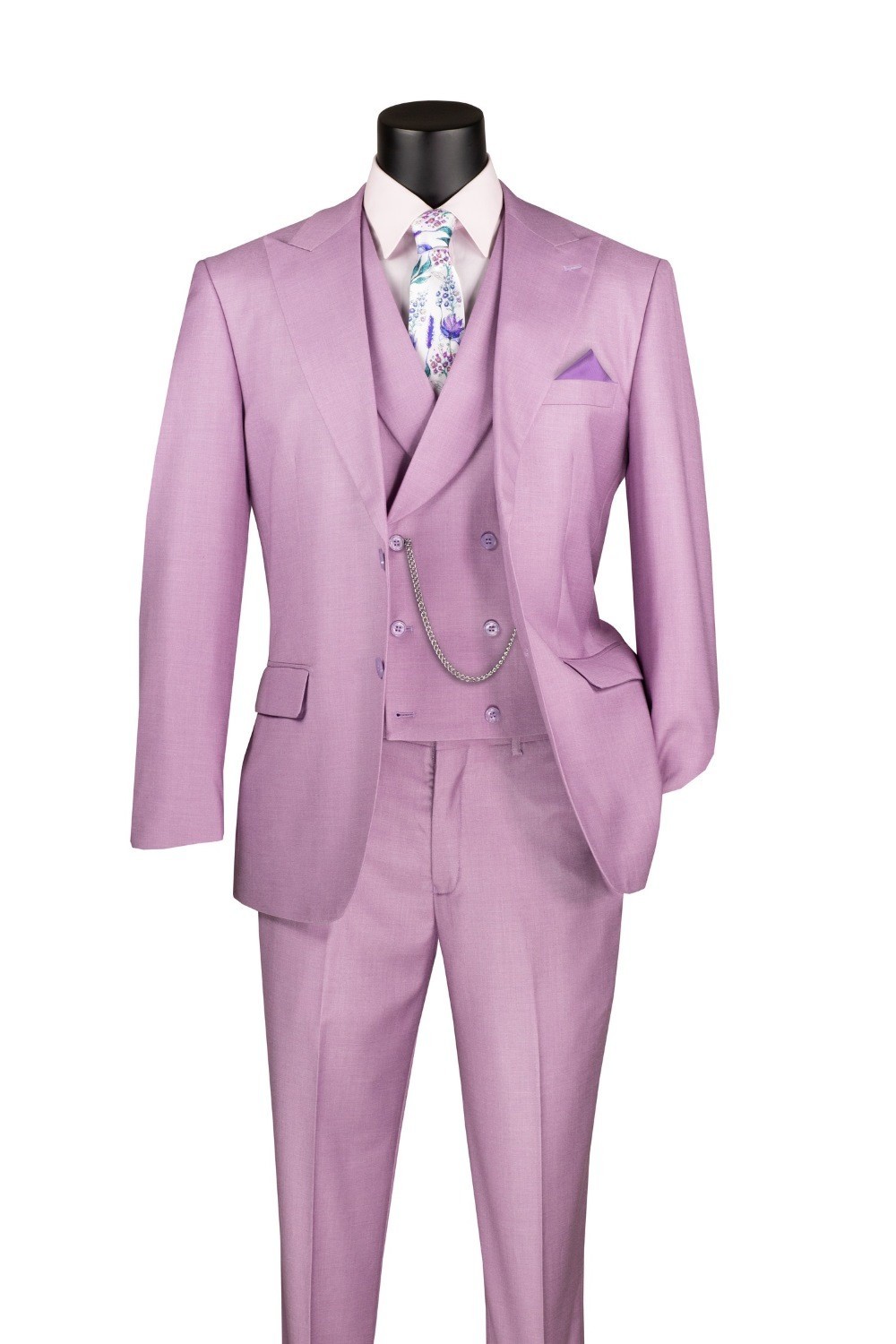 Vinci Men’s Modern Fit 3-Piece Suit with Adjustable Waist Band Pants