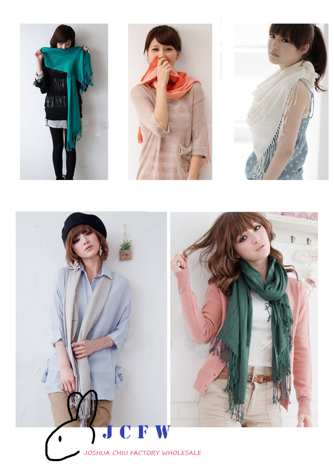 Fashion Solid Pashmina Silk Scarf Shawl Wrap 60 Colors Supper soft