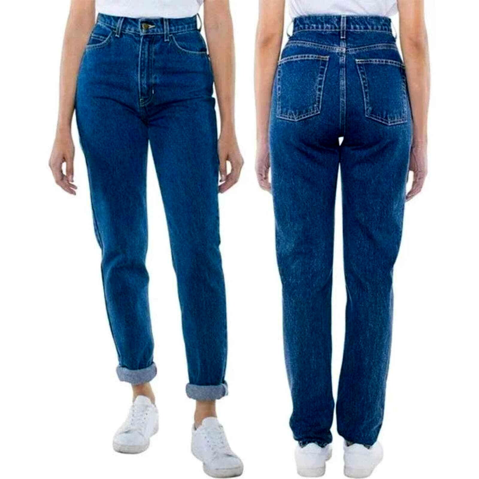 AMERICAN APPAREL LADIES HI-WAIST JEANS MEDIUM WASH 100% COTTON CHOICE OF SIZE