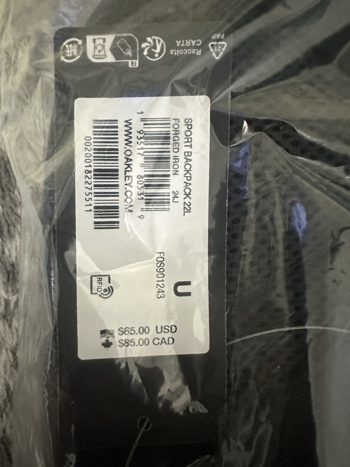 Oakley FOS901244 28L Sport Backpack Grey NEW IN BAG