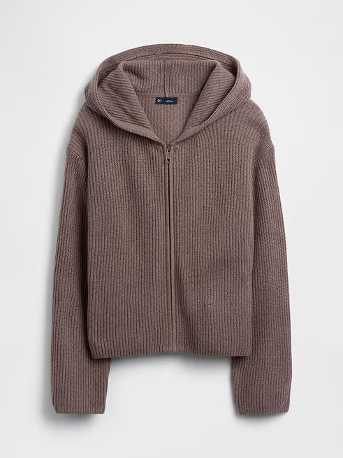 GAP – CashSoft Oversized Shaker-Stitch Zip Hoodie 910966 – New Sale