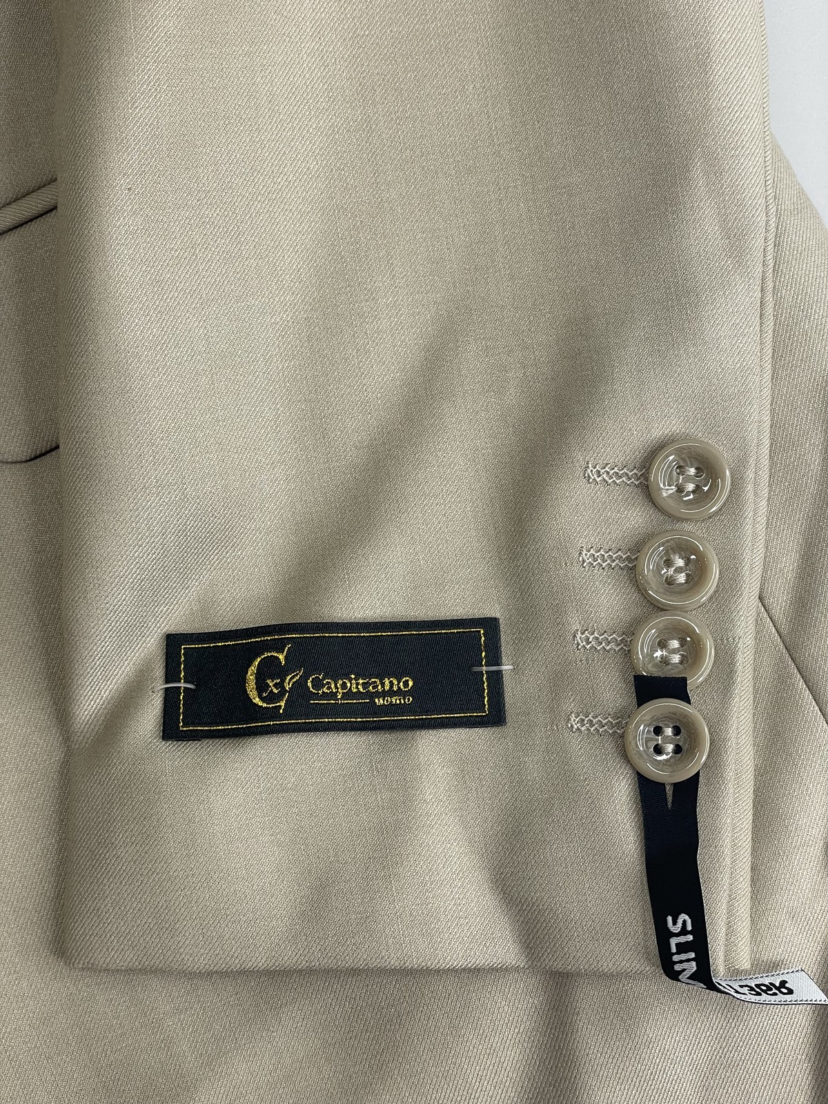 Capitano Men 3 Piece Suit Beige Size 40R/W34 Sydney Slim Fit Single Breasted