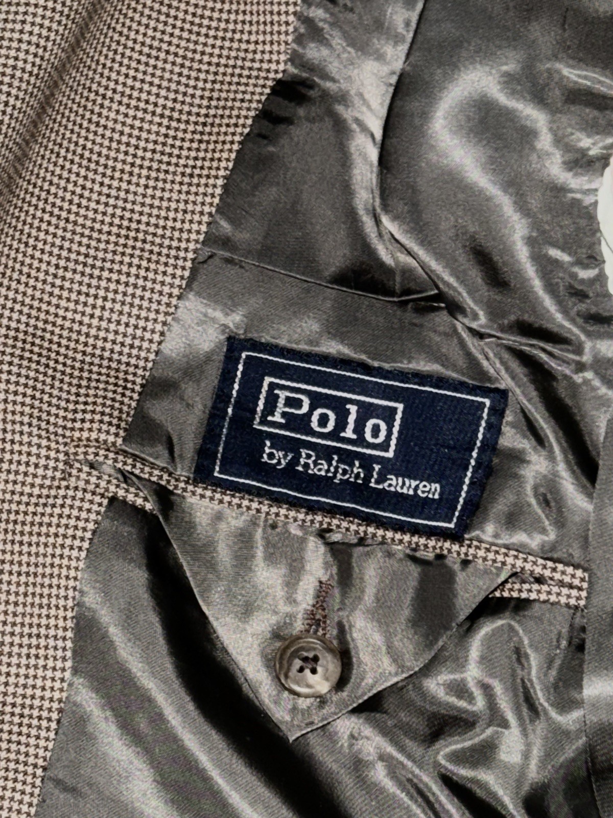 Rare Vintage POLO Ralph Lauren 3 Piece Suit Tan/Brown Puppytooth Check 44/5L USA