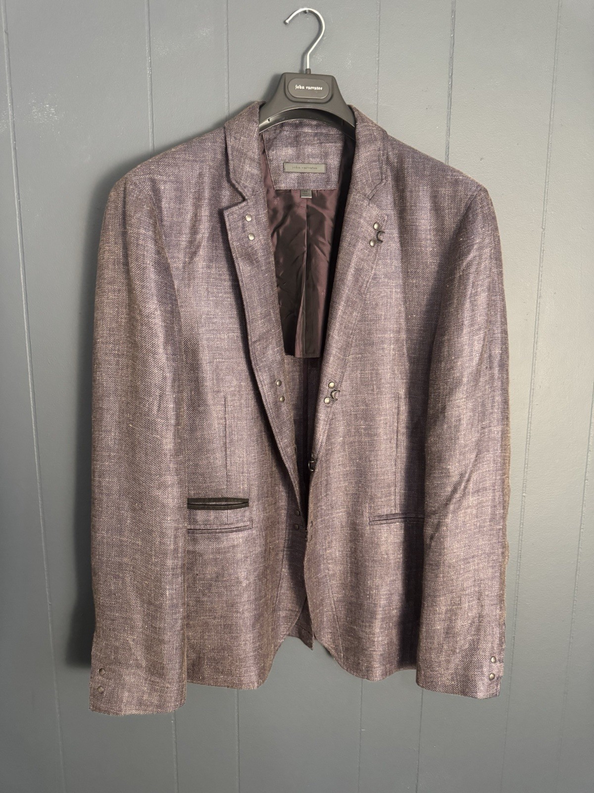 John Varvatos Purple Linen Hook And Bar Blazer 56