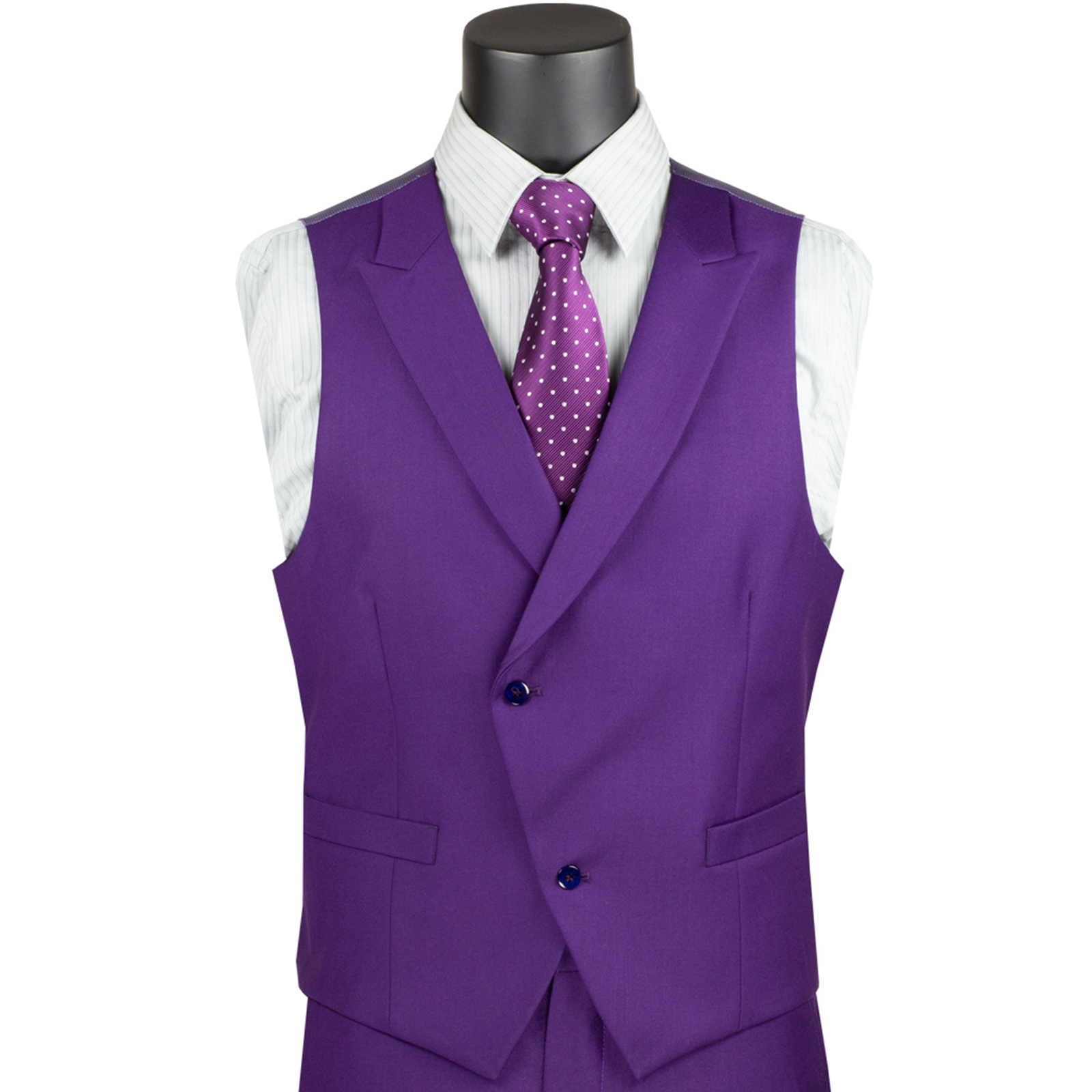VINCI Men’s Purple 3-Piece Modern Fit Suit w/ Adjustable Waist – NEW