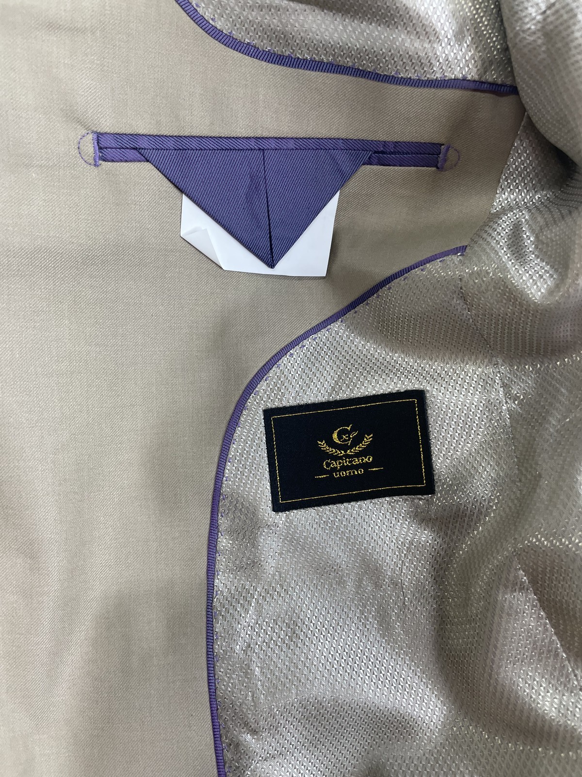 Capitano Men 3 Piece Suit Beige Size 40R/W34 Sydney Slim Fit Single Breasted