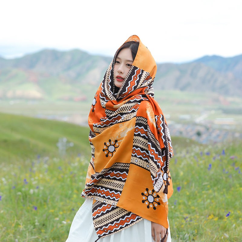 Boho Beach Scarf Shawl Wrap Lightweight Cover for Travel Sun Photo Outfit