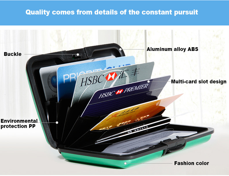 Aluminum Metal Wallet Business ID Credit Card Case Holder Anti RFID Scanning USA