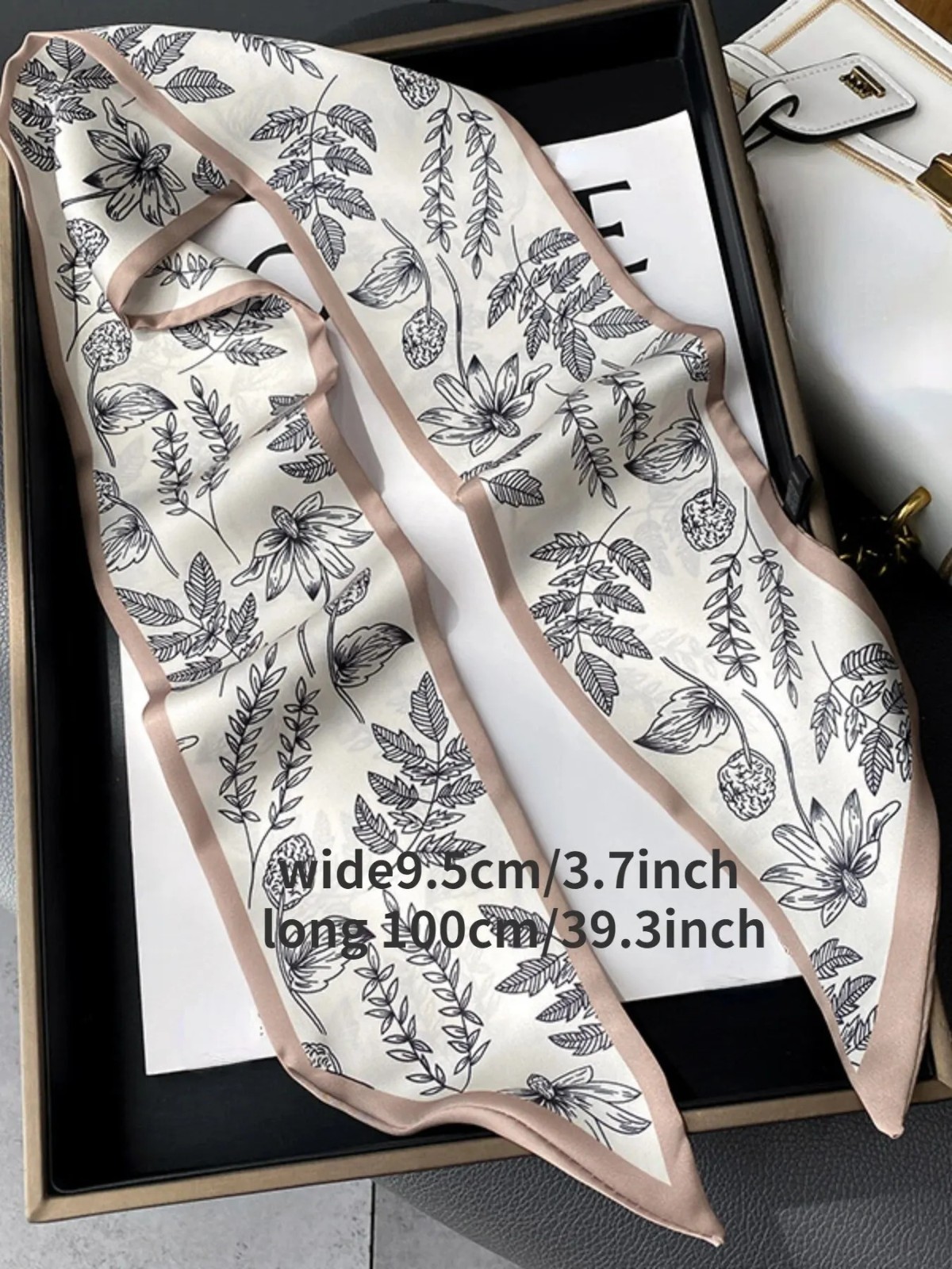 Women Floral Satin Silk Skinny Scarf Hair Ribbon Neck Tie Bag Handle Wrap