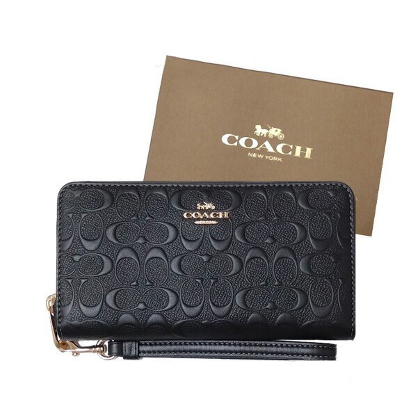 COACH Boxed Long Zip Around Wallet Signature Leather F53834 outlet New with Box