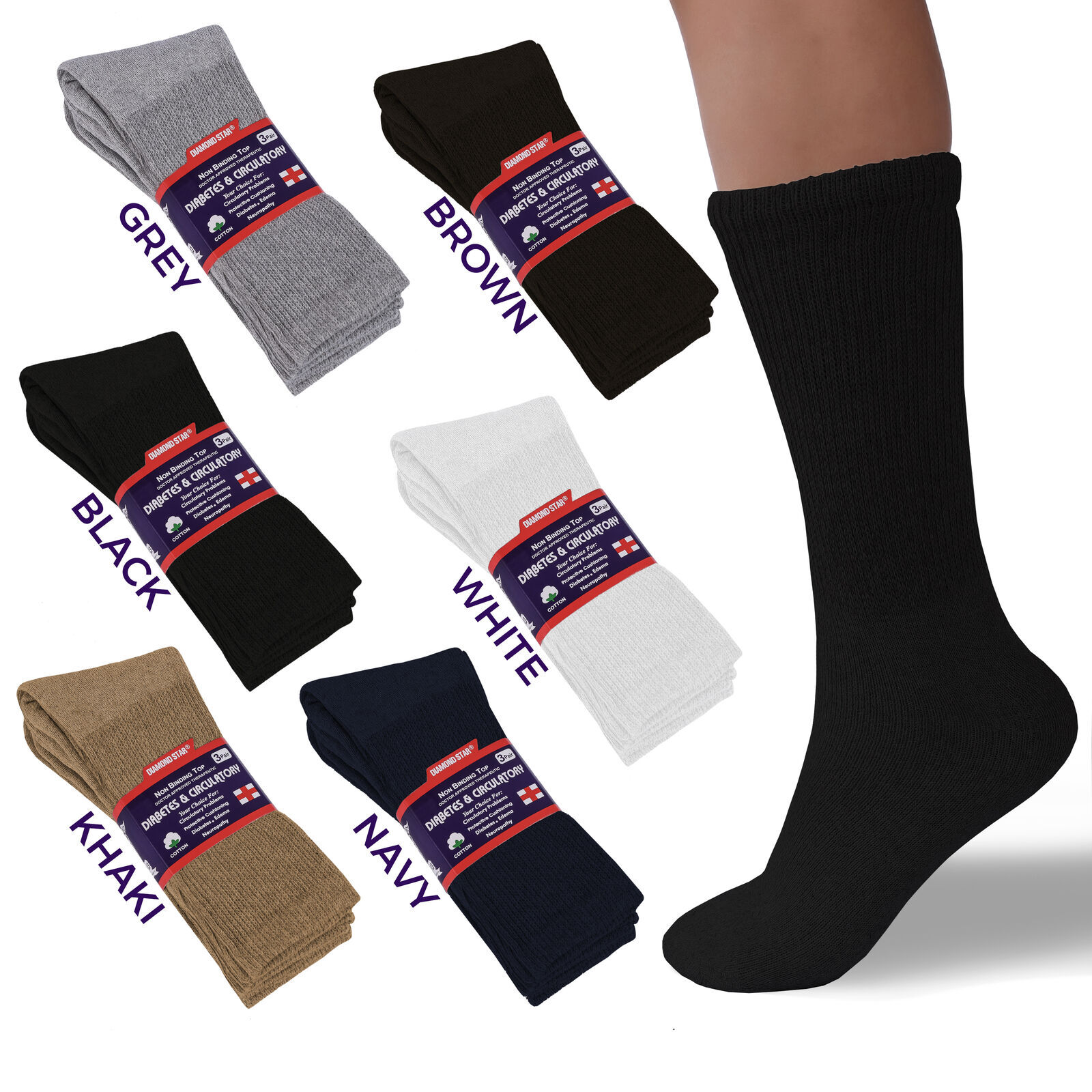 5~20 Dozens Wholesale Lots Men Women Diabetic Crew Socks Size 9-11 10-13 13-15