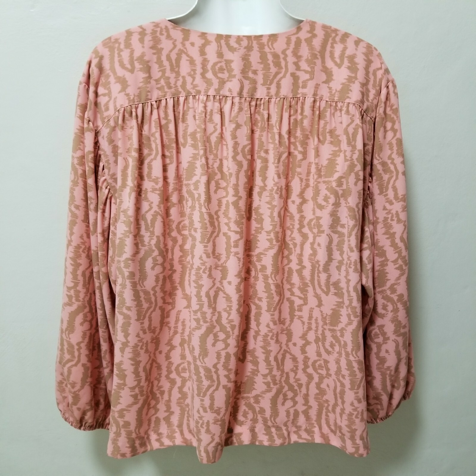 Elizabeth and James Top Blouse Peach Boho Print Button Down Billowy Balloon XXL