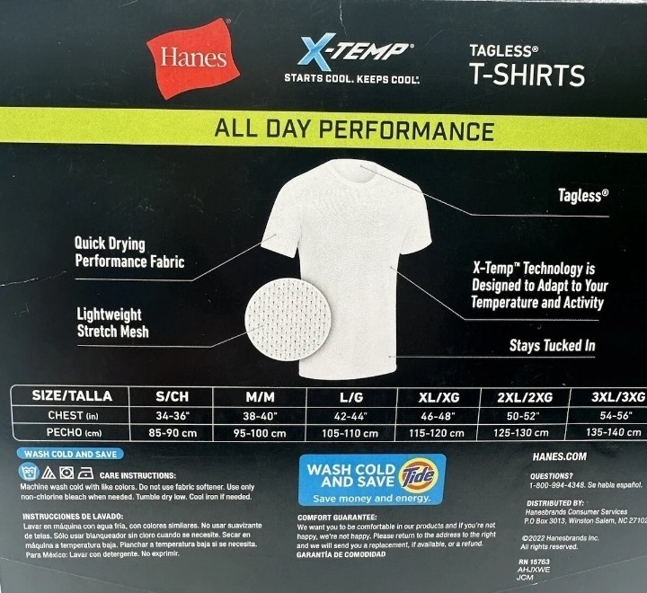 Hanes Men’s X-Temp All Day Breathable Mesh Crewneck Undershirts 3-Pack XL