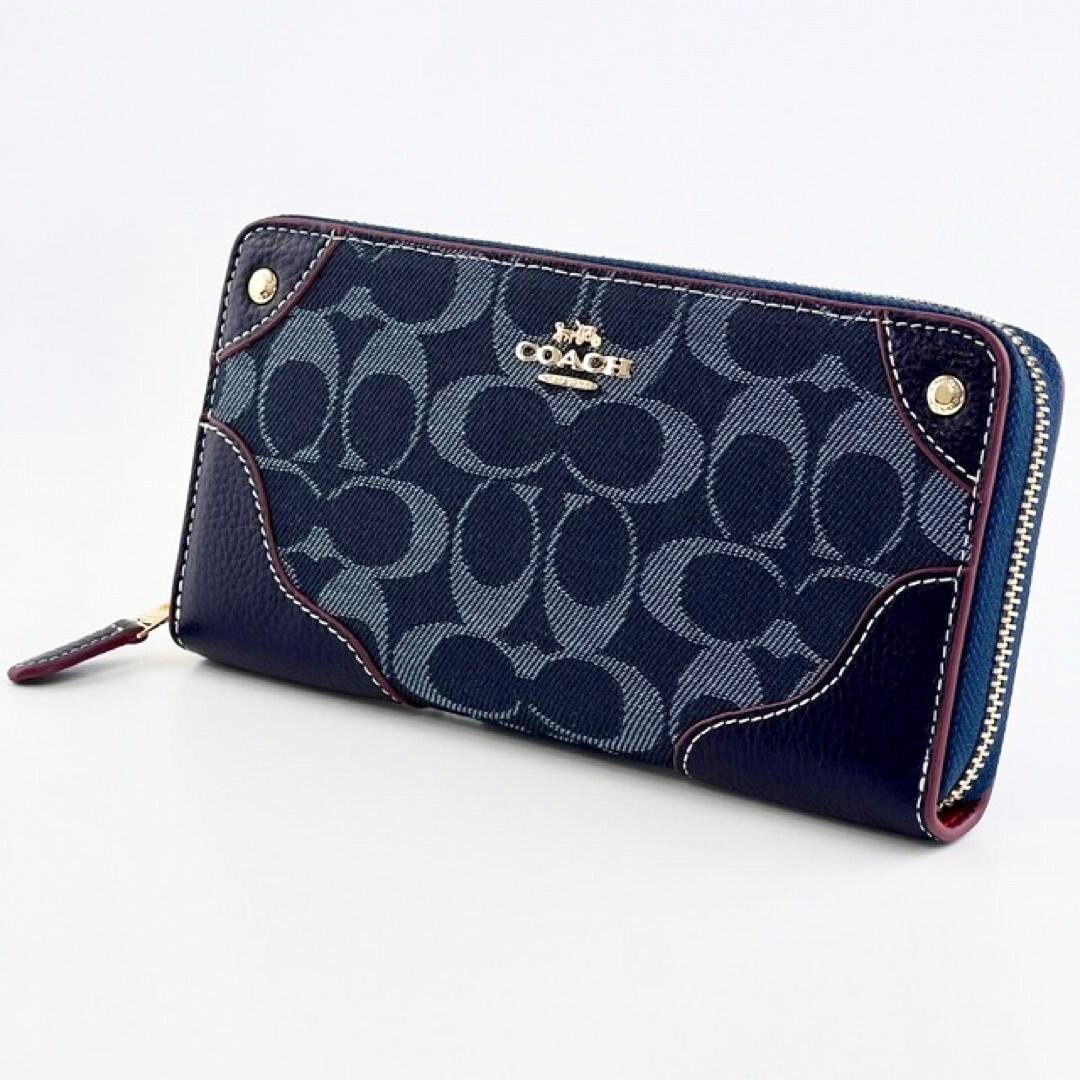 COACH Long Zip Around Wallet Signature Denim F53769 outlet New with Box