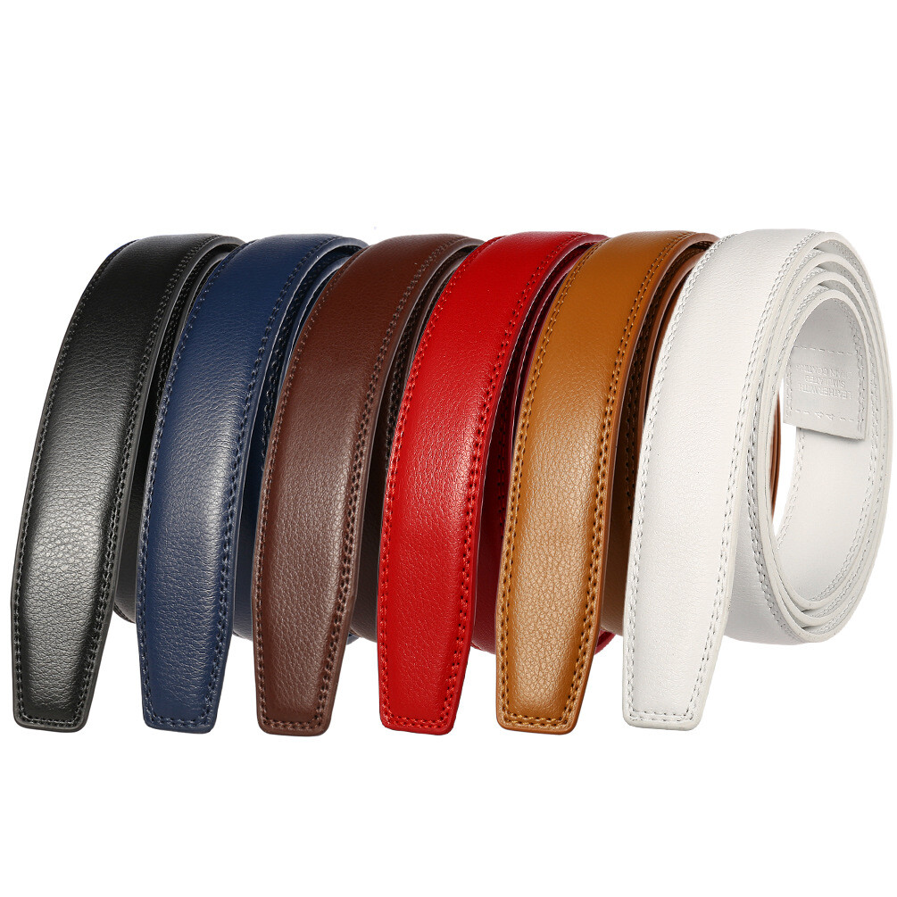 3.1cm Business Men’s Automatic Buckle Belt Multicolor Leather Ratchet Strap Gift