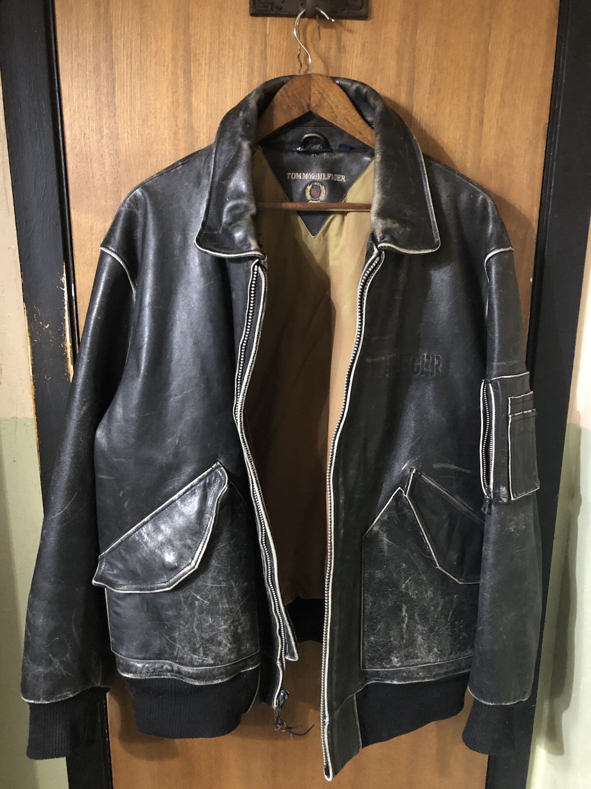 Leather Mens Bomber/motorcycle Jacket Tommy Hilfiger xXL