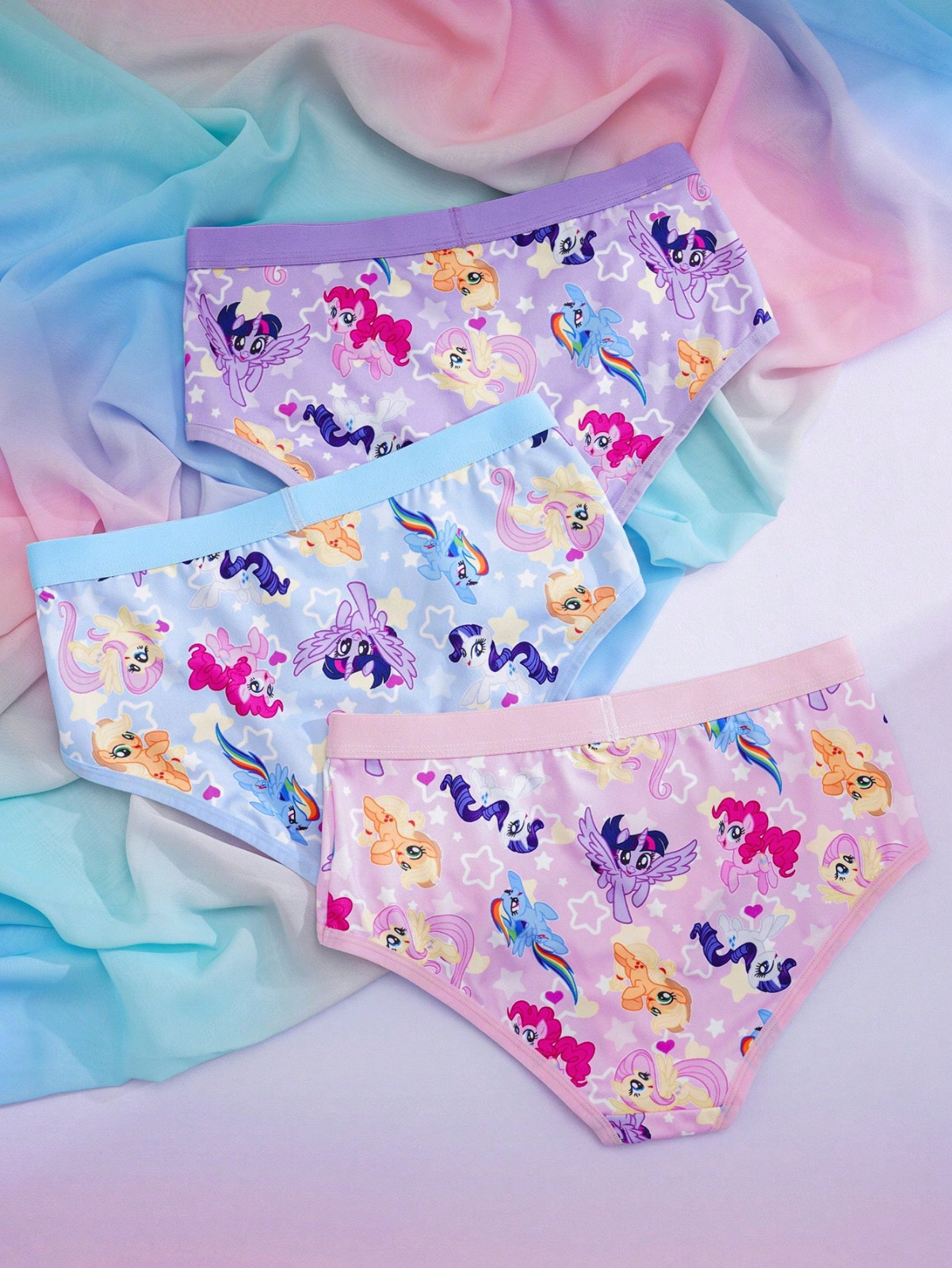 My Little Pony Kawaii Y2K Cartoon Cute Licensed Logo Brief Panties – Pack of 3