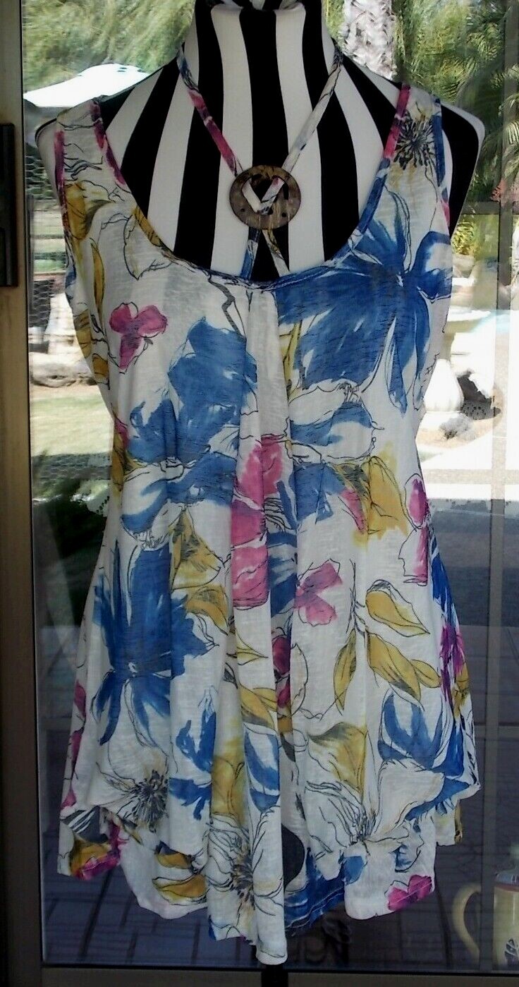 Pretty Angel Lined Beaded Halter Style Sleeveless Ballon Hem Tunic Shirt Sz. S