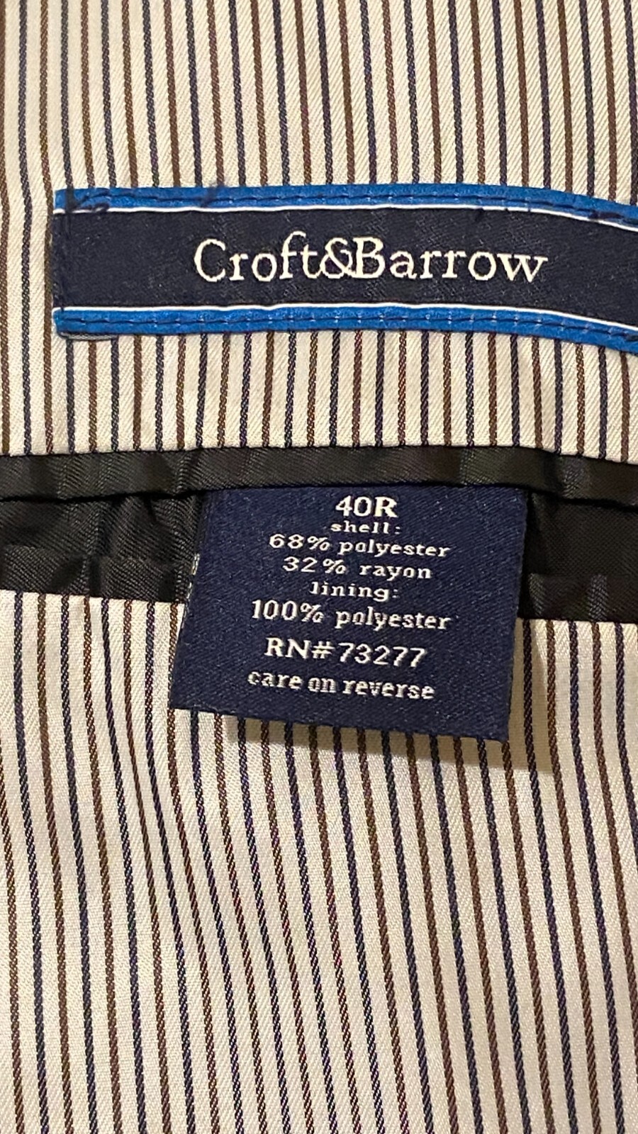 Croft & Barrow Men’s Classic Fit Sport Coat Jacket 40R Black 2-Button Polyester