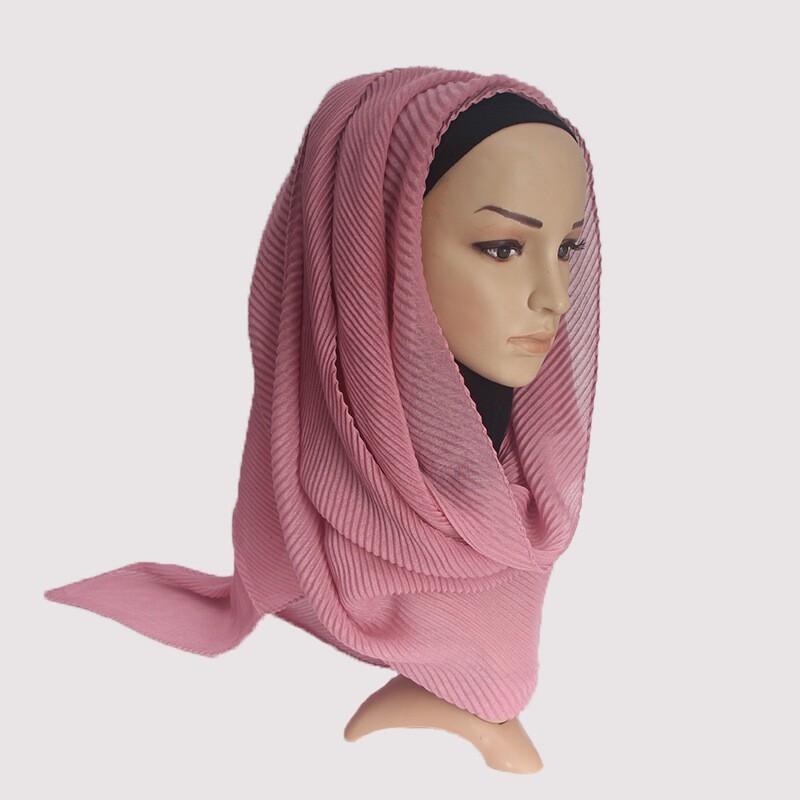 Lady Fold Wrinkle Muslim Cotton Wrap Scarf Linen Headscarf Fashion Hijab Shawl
