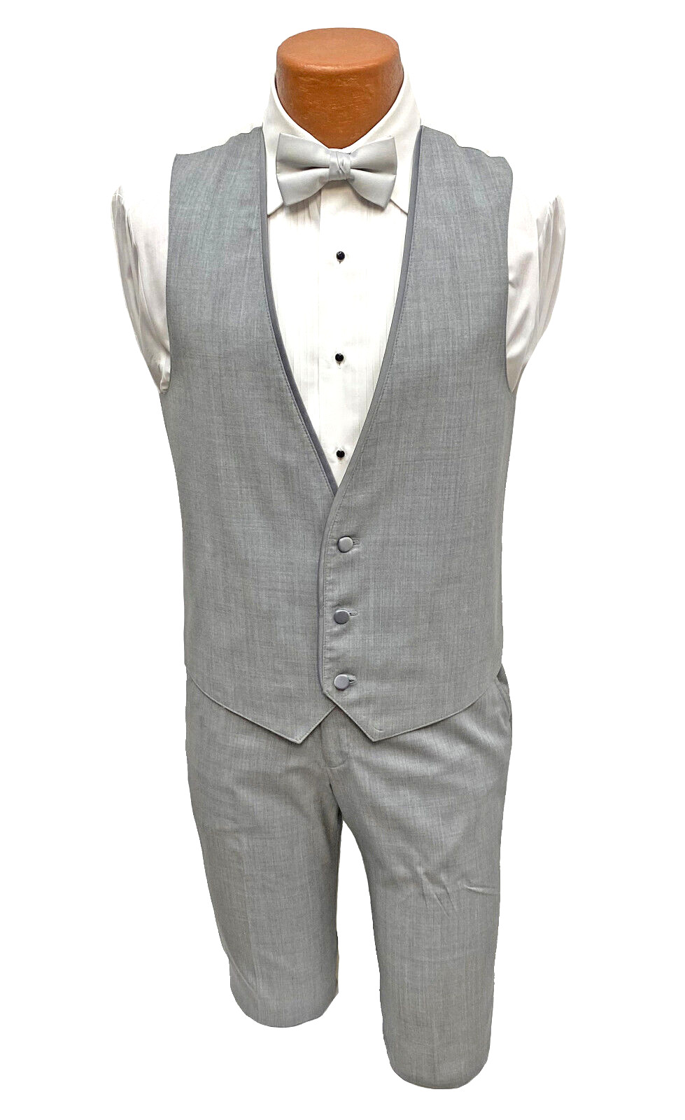 Jean Yves Twilight Men’s Heather Grey Tuxedo 3 Piece Suit with Vest Size 48L 40W