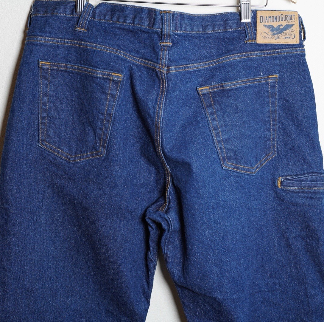 Diamond Gusset Denim Blue Jeans Men’s 40 X 30 (28”) Made in USA