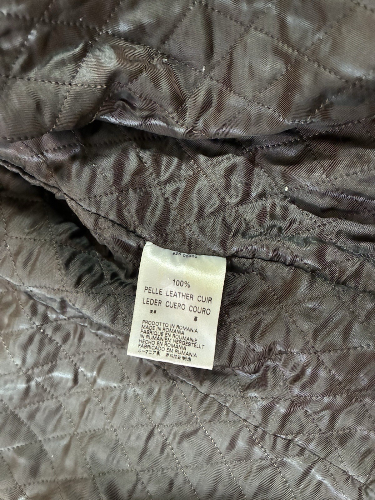 GAS Mens Brown Leather Biker Jacket XL Full Zip Button Band Collar