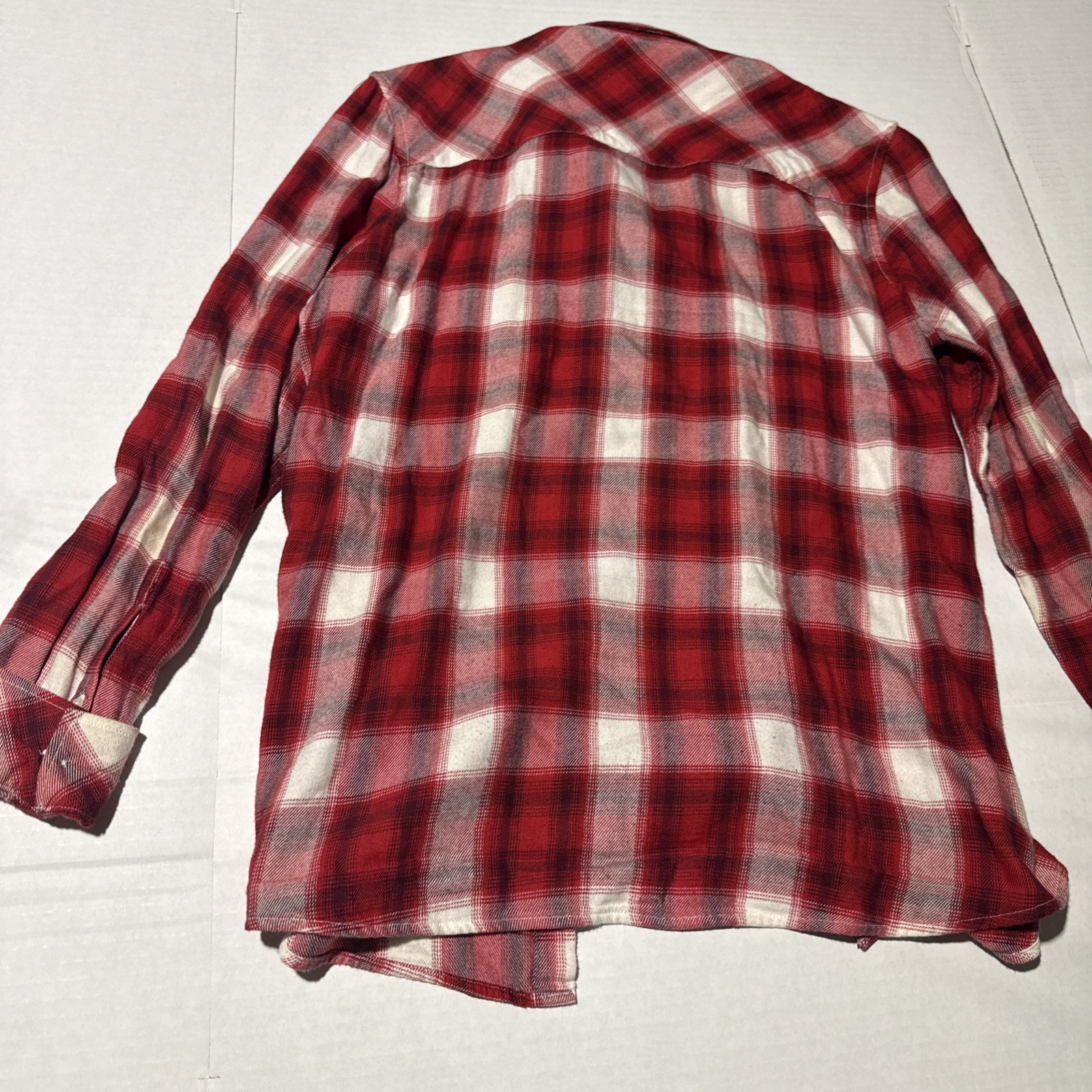 Gap Red White Plaid Flannel Button Down Shirt Womens Medium 100% Cotton Long Slv