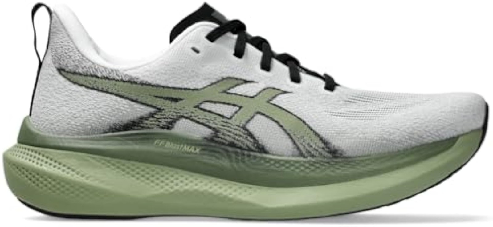 ASICS Men’s GLIDERIDE MAX 2 Running Shoes, 12.5, White/Moss – White/Moss – 12.5