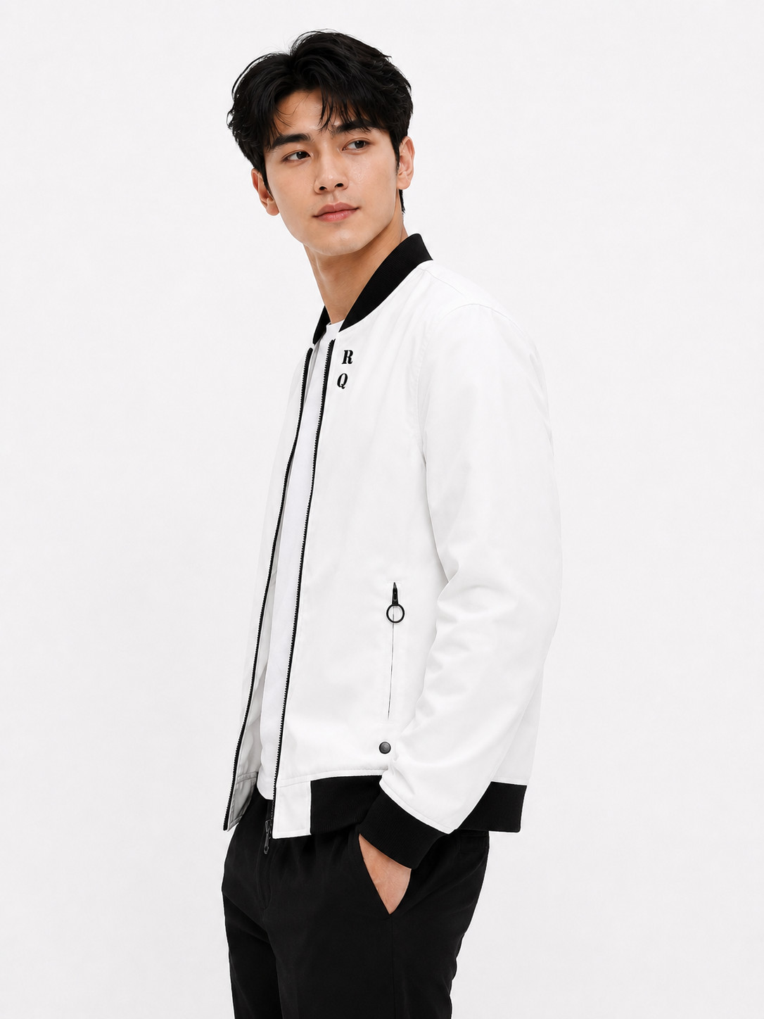 Men’s White “Like Father Like Son” Bomber Jacket DTF Print Cotton Poly XXS-5XL