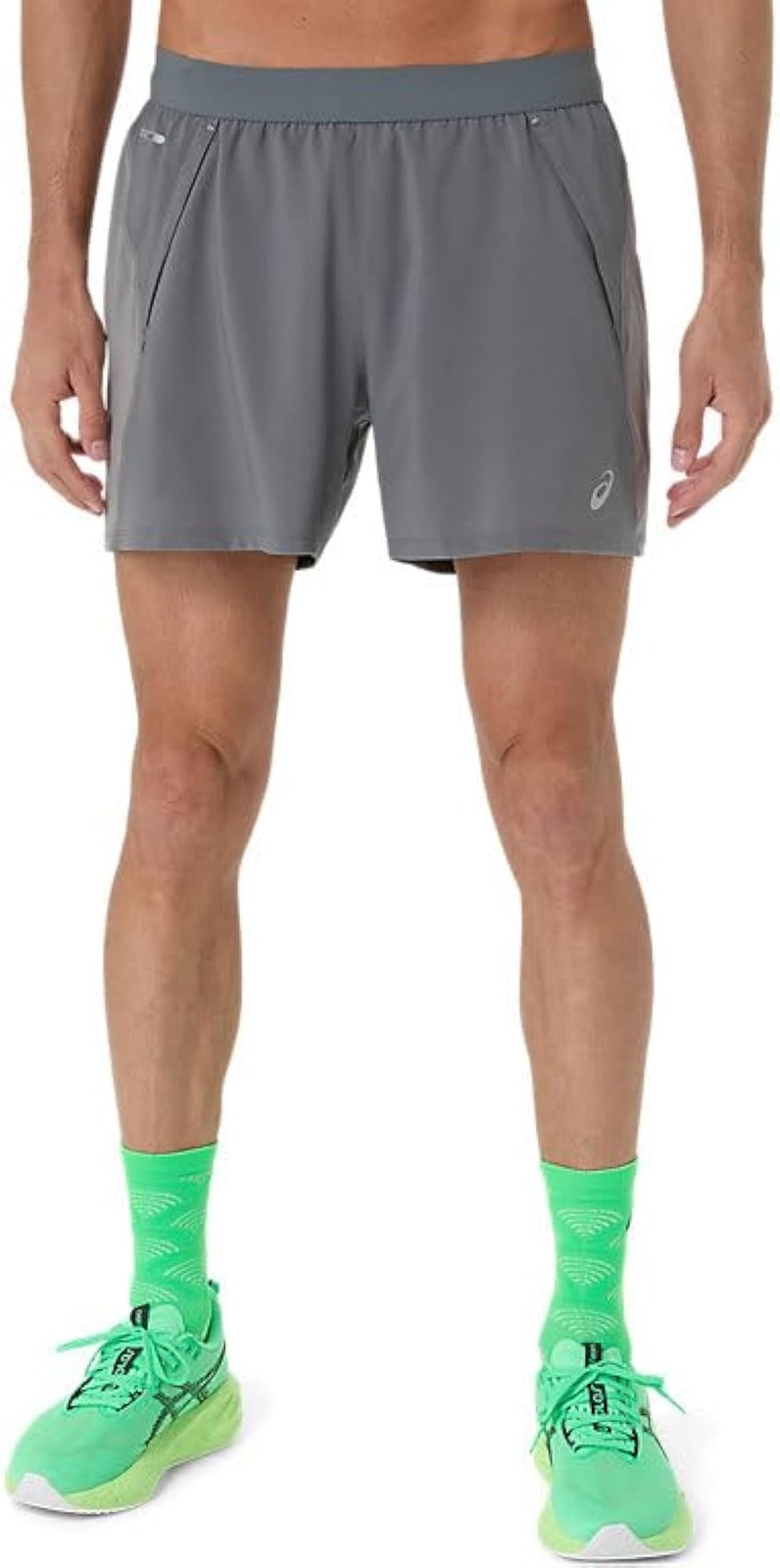 ASICS Men’s Road 5IN Short Running Apparel, L, Clay Grey/Steel Grey/Illuminate G