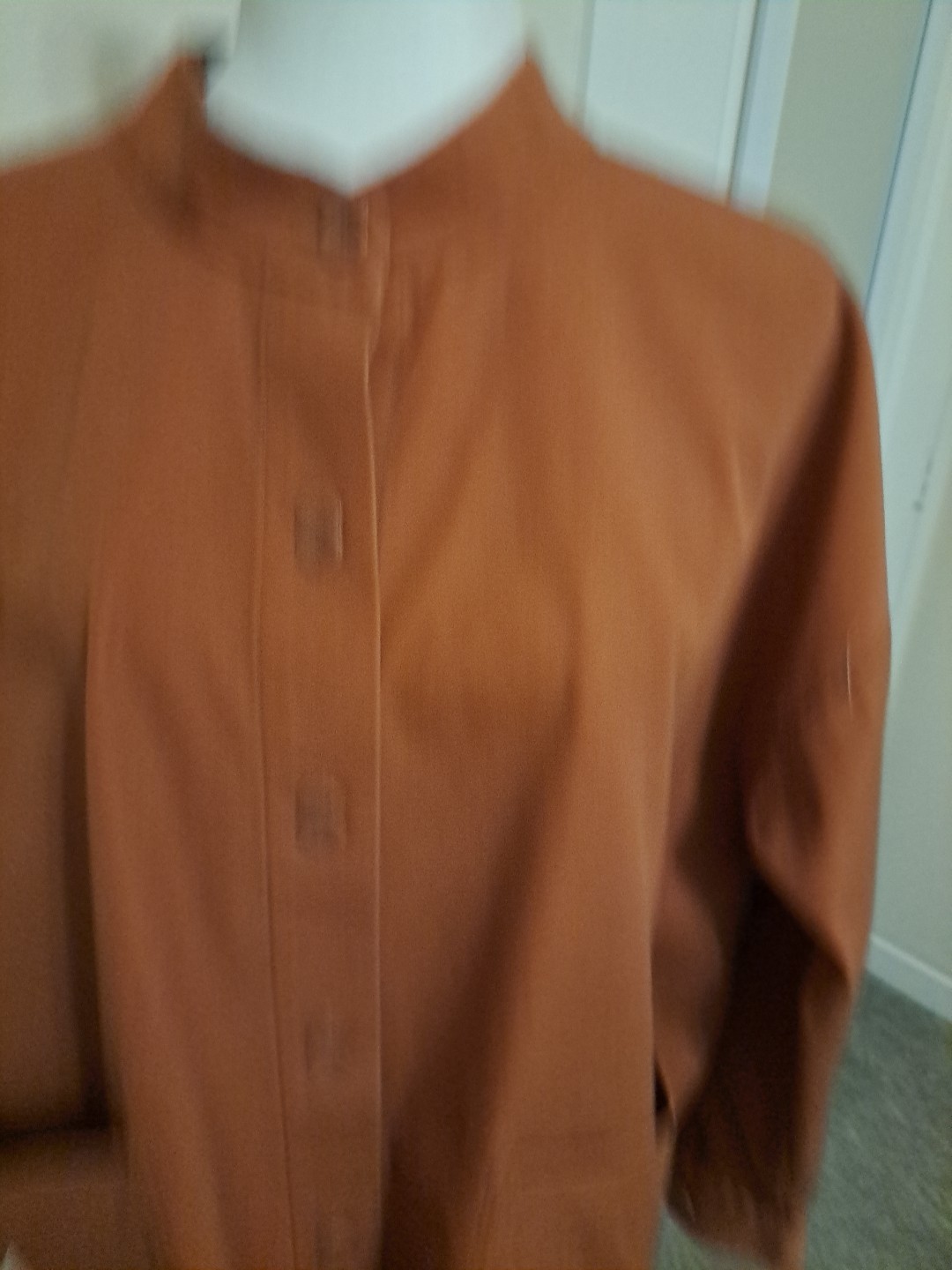 Eileen Fisher Terracotta Mandarin Collar Orga.Cotton L EUC Returns Accepted