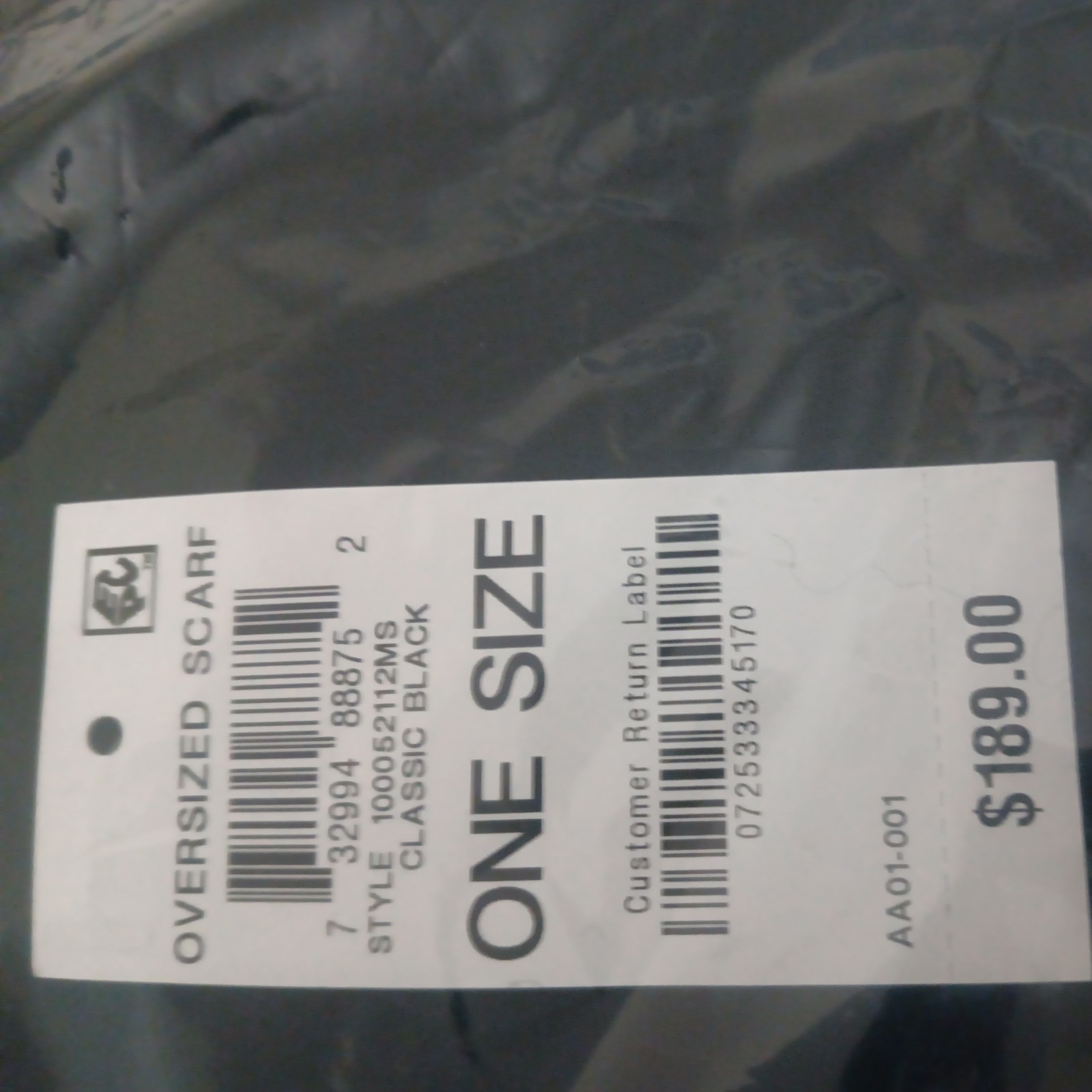 Oversized Scarf Classic BLACK ONE SIZE