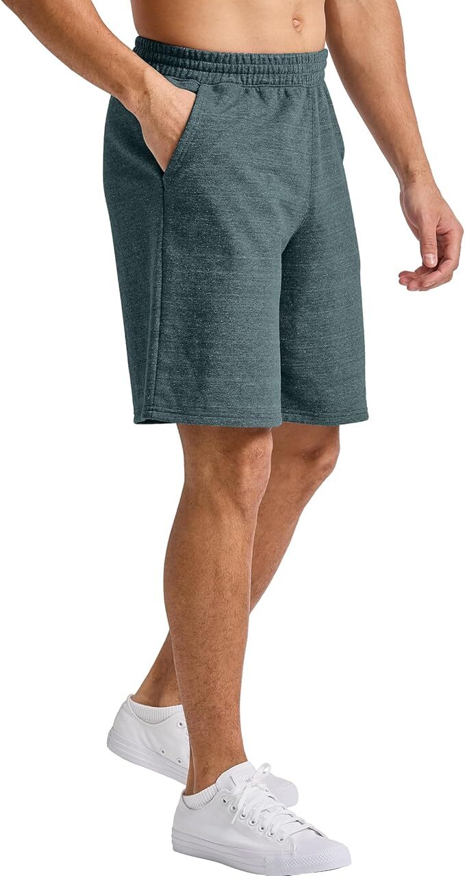 Hanes Mens Sweat Shorts Tri-Blend French Terry Pockets Elastic Waist 9 in Inseam