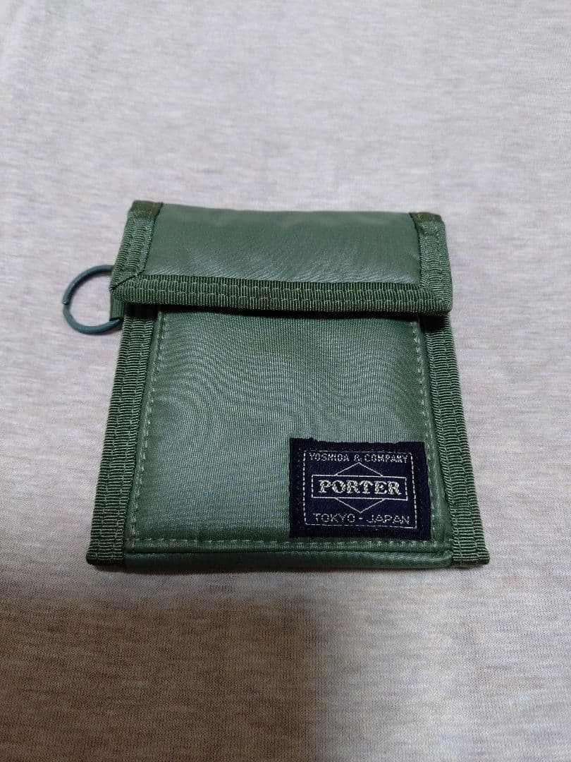 Porter Capsule Wallet Green Used 12cm x 10.5cm Compact Mens Wallet