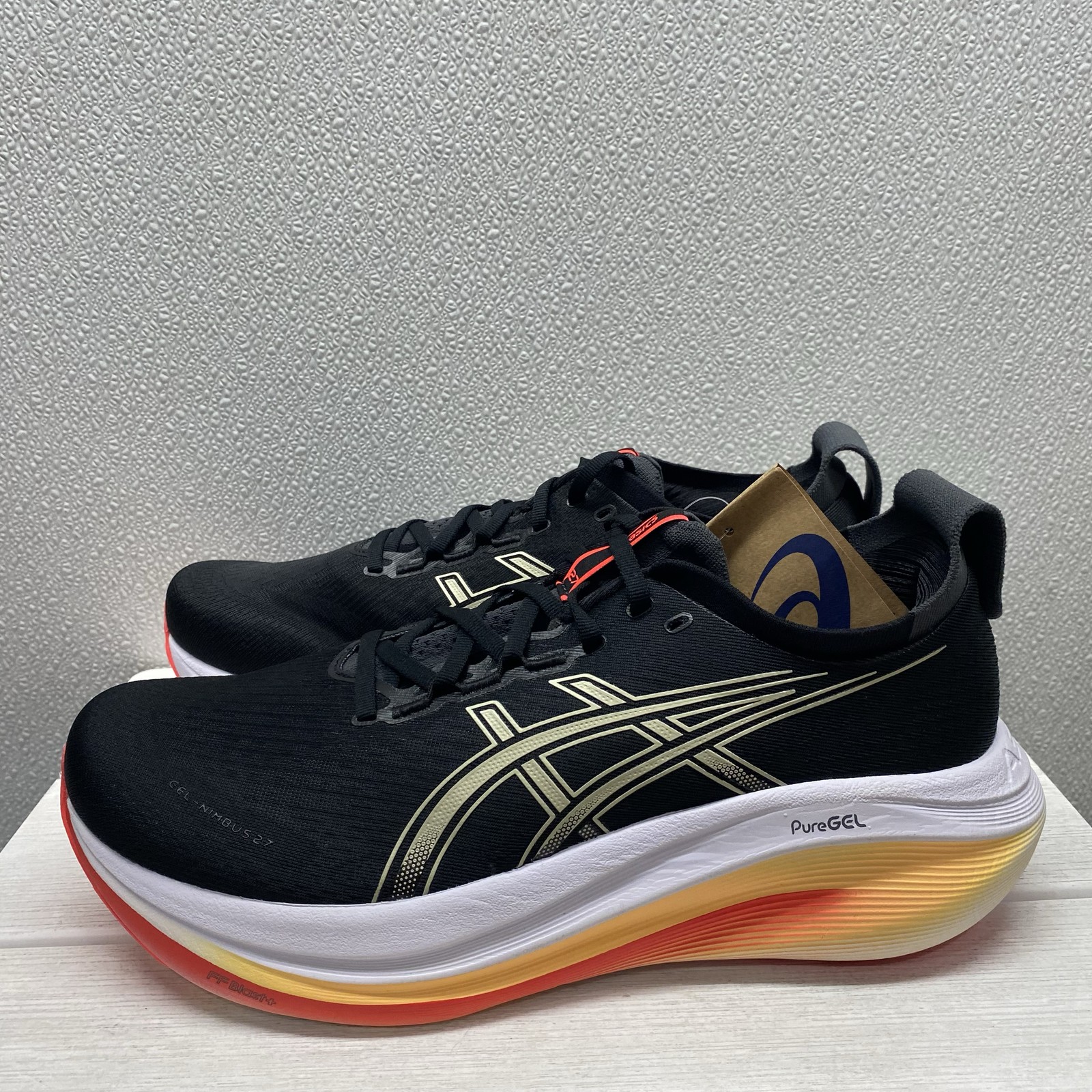 Asics Mens Size 11 Gel Nimbus 27 Athletic Sneakers Black Khaki Lace Up