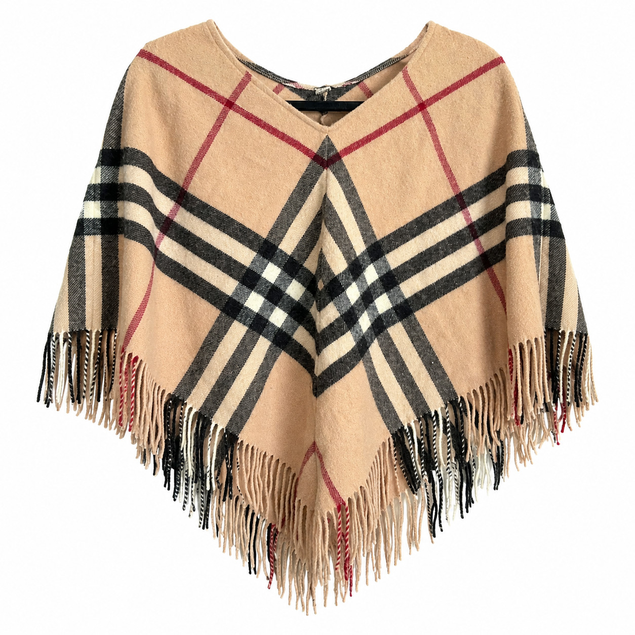 Burberry Wool Cashmere Shawl Poncho Cape Beige Black Red White Nova Check