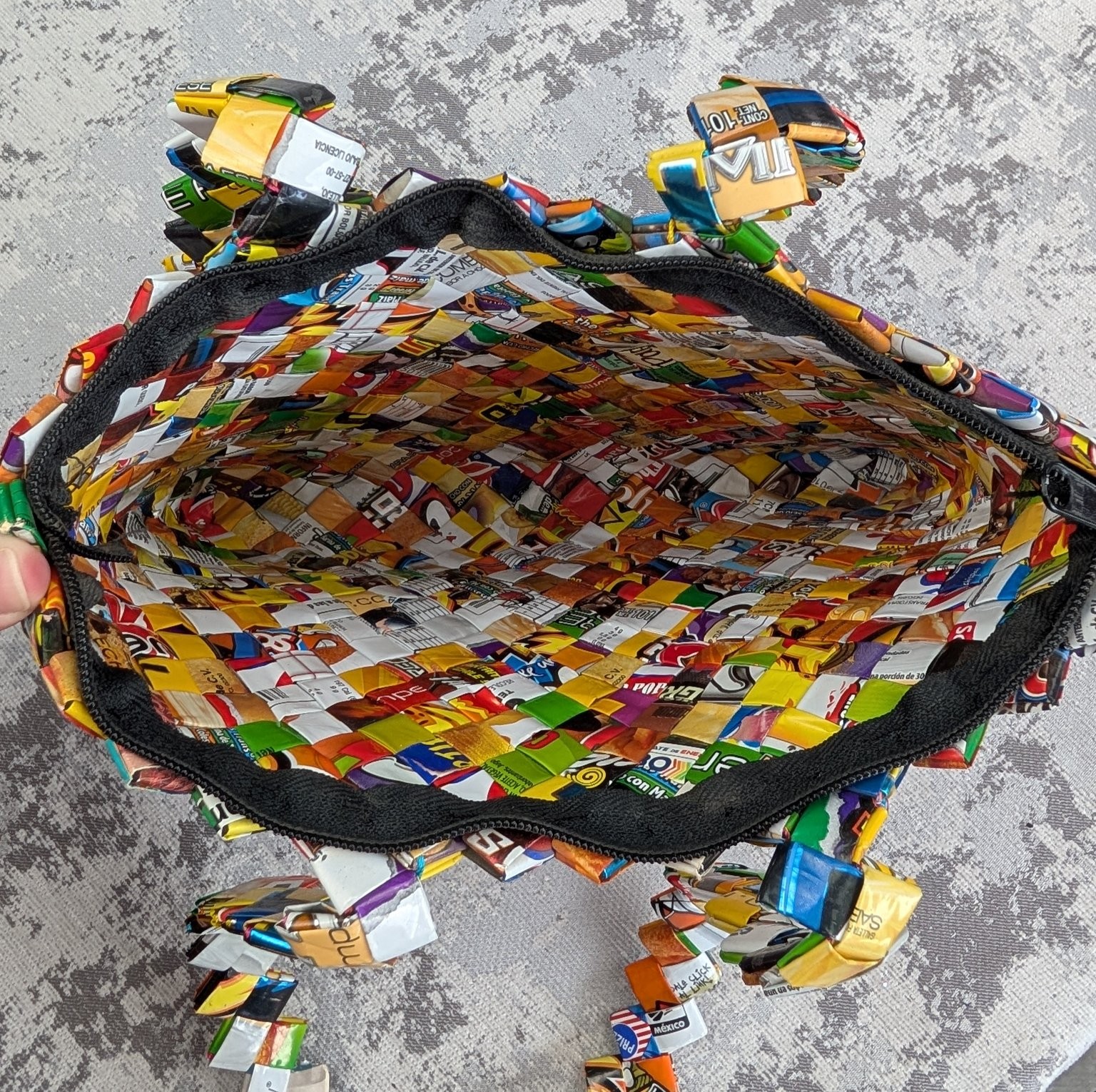 Recycled Paper Woven Tote Bag Women’s Colorful Eco-Friendly Handbag With Zipper