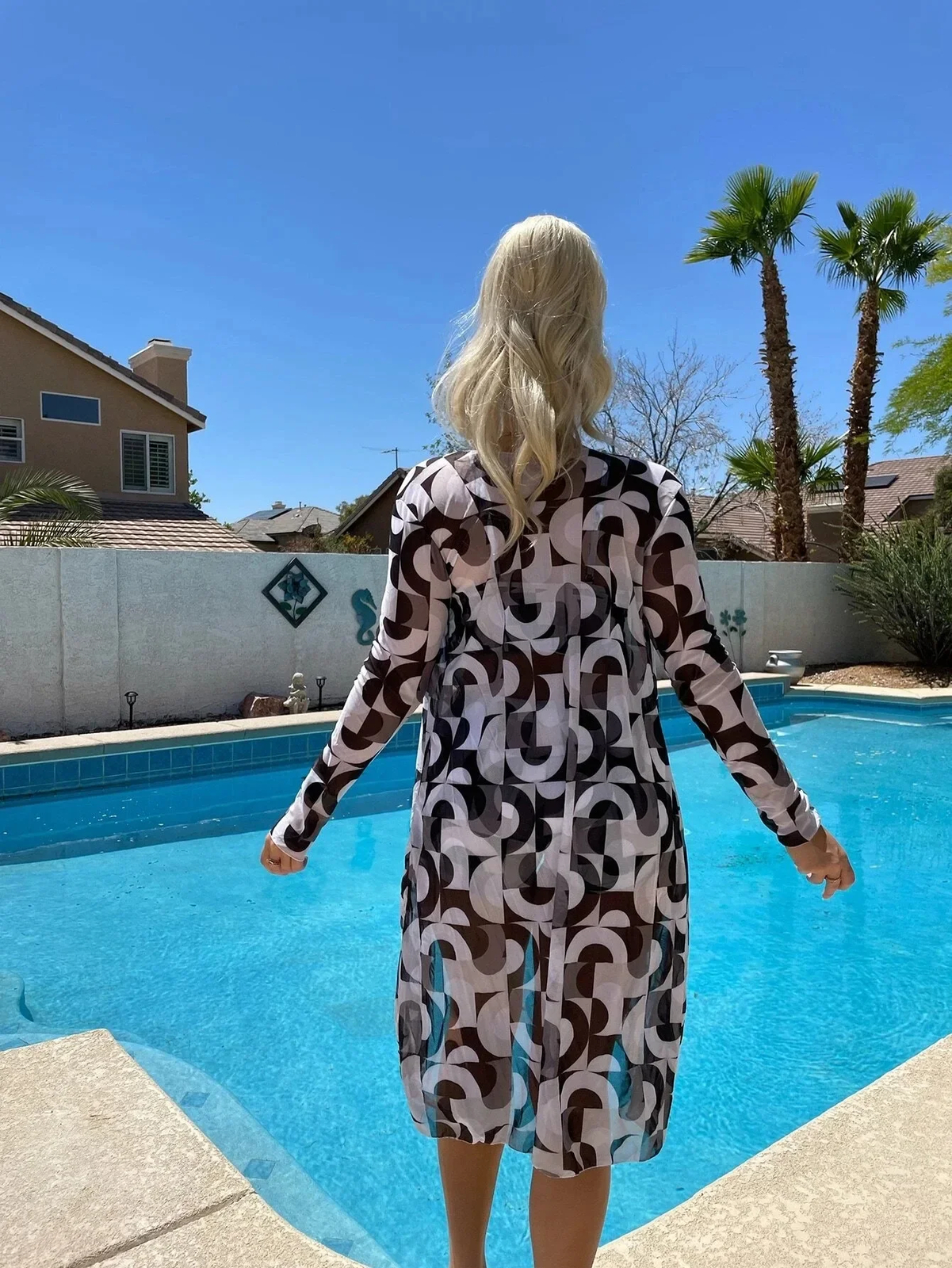 Womens 3 Piece Swimsuit with Mesh Long Sleeve Cover Up Drawstring Bathing Suits