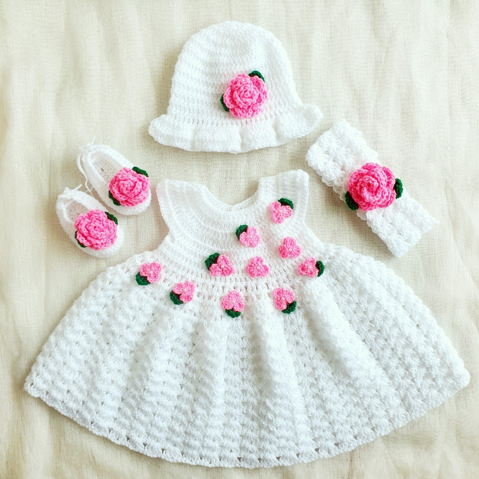 Baby Girl Soft Handmade Kit Crochet Dress for 0-3 months Kids