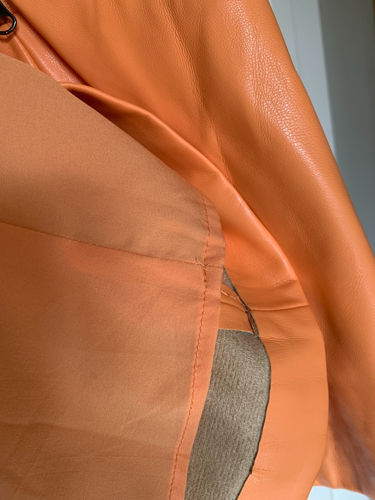 House of Harlow 1960 Vegan Faux Leather Mini Dress (Small) Orange Papaya