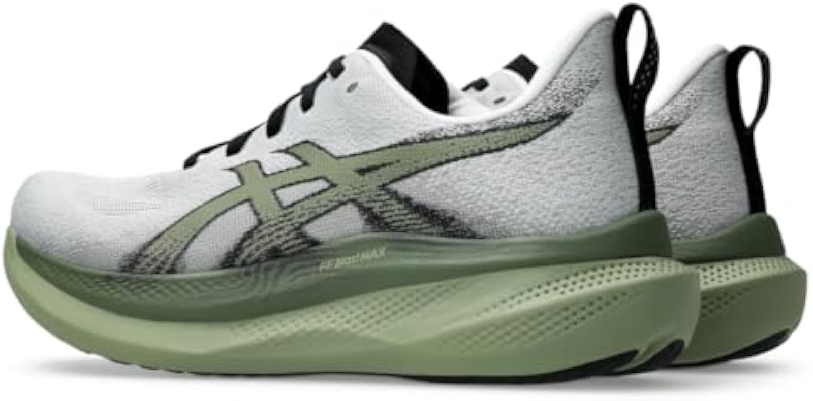 ASICS Men’s GLIDERIDE MAX 2 Running Shoes, 12.5, White/Moss – White/Moss – 12.5